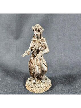 Vintage Hawaiian Hula Dancer Figurine Sculpture 3" Tall Hawaii Souvenir